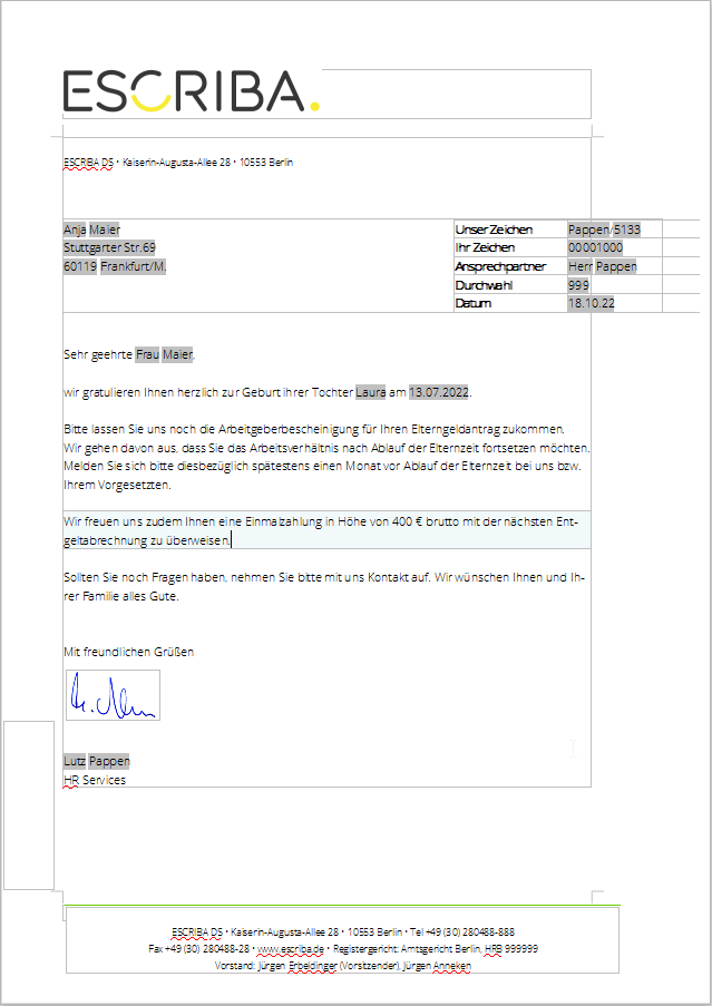 Nachbearbeitung von Dokumenten mit ESCRIBA