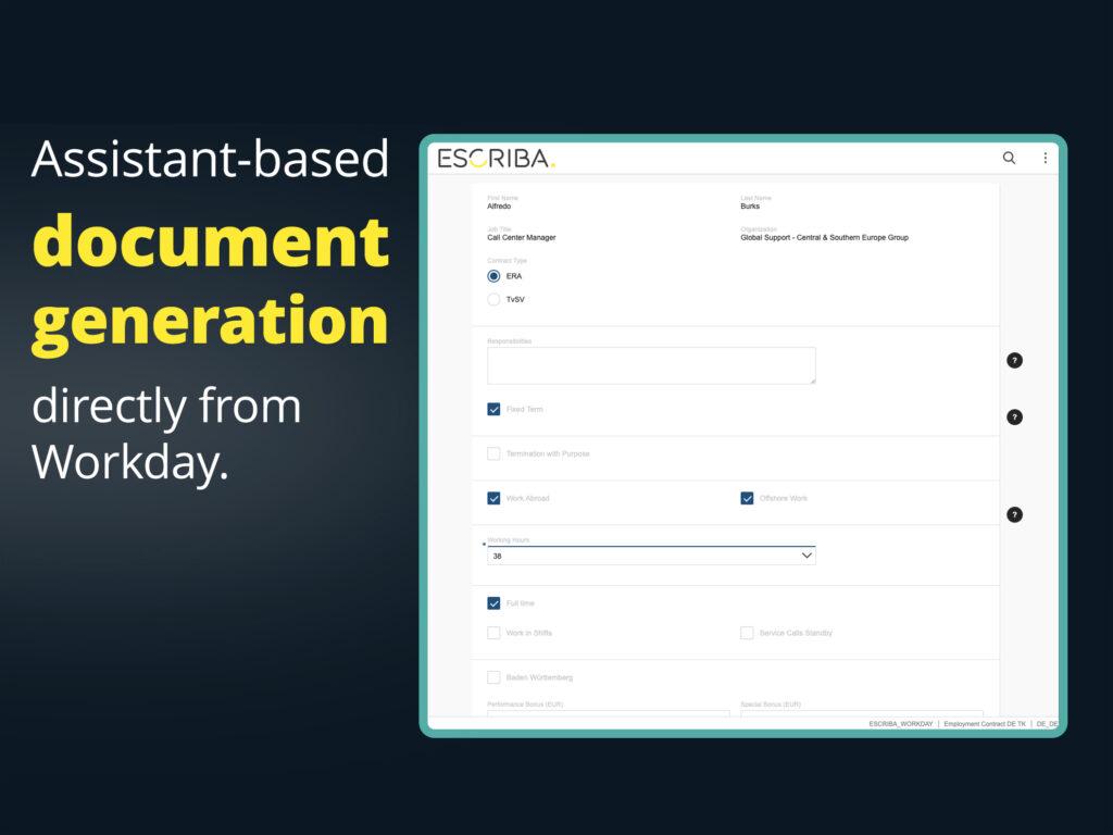 ESCRIBA Dokumentenerstellung direkt aus Workday heraus